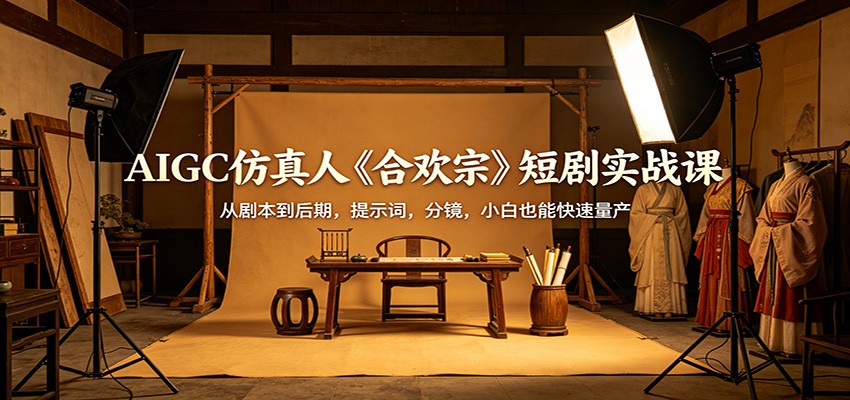 AIGC仿真人《合欢宗》短剧实战课：从剧本到后期，提示词，分镜，小白也能快速量产-来友网创