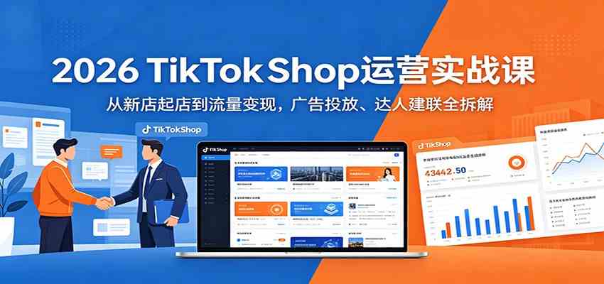 2026 TikTokShop运营实战课：从新店起店到流量变现，广告投放、达人建联全拆解-来友网创