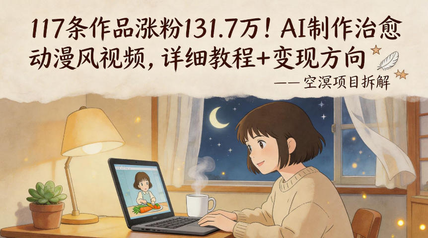 117条作品涨粉131.7W！AI制作治愈动漫风视频，详细教程+变现方向-来友网创