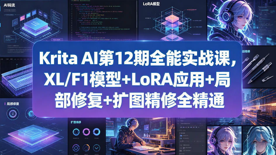 Krita AI第12期全能实战课，XL/F1模型+LoRA应用+局部修复+扩图精修全精通-来友网创
