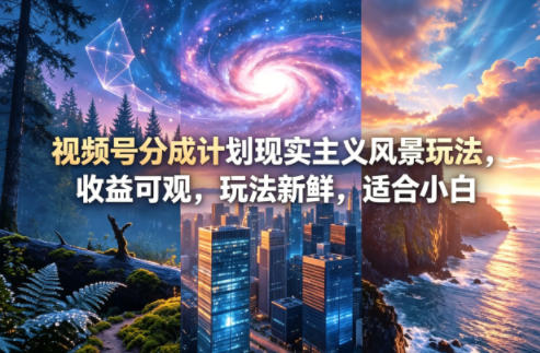 视频号分成计划现实主义风景玩法，收益可观，玩法新鲜，适合小白-来友网创