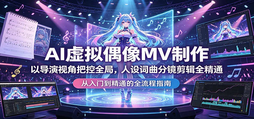 AI虚拟偶像MV制作：以导演视角把控全局，人设词曲分镜剪辑全精通-来友网创