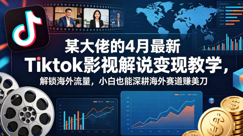 某大佬的4月最新Tiktok影视解说变现教学，解锁海外流量，小白也能深耕海外赛道賺美刀（更新）-来友网创