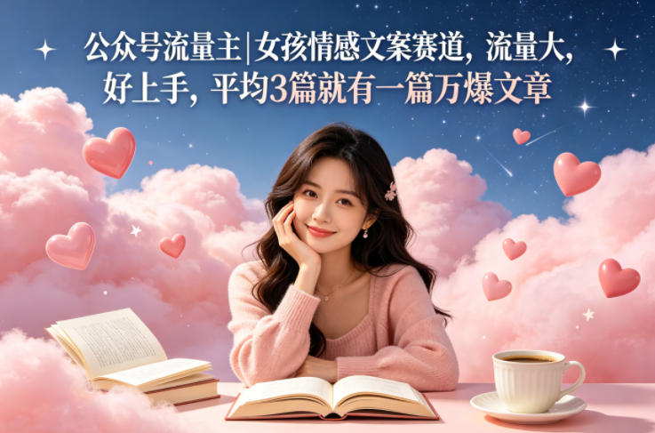 公众号流量主女孩情感文案赛道，流量大，好上手，平均3篇就有一篇万爆文章-来友网创