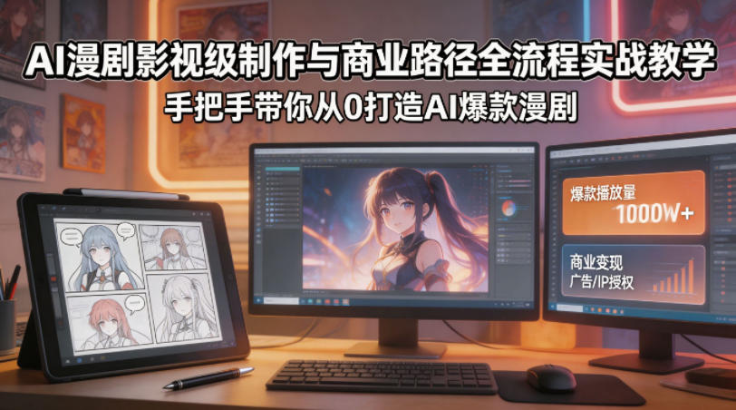 AI漫剧影视级制作与商业路径全流程实战教学，手带你从0打造AI爆款漫剧-来友网创