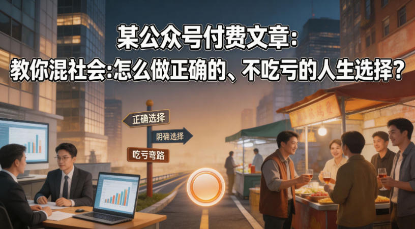 某公众号付费文章：教你混社会：怎么做正确的、不吃亏的人生选择？-来友网创