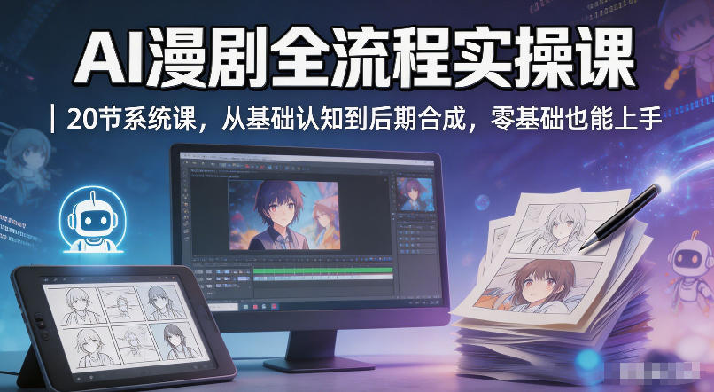 AI漫剧全流程实操课｜20节系统课，从基础认知到后期合成，零基础也能上手-来友网创