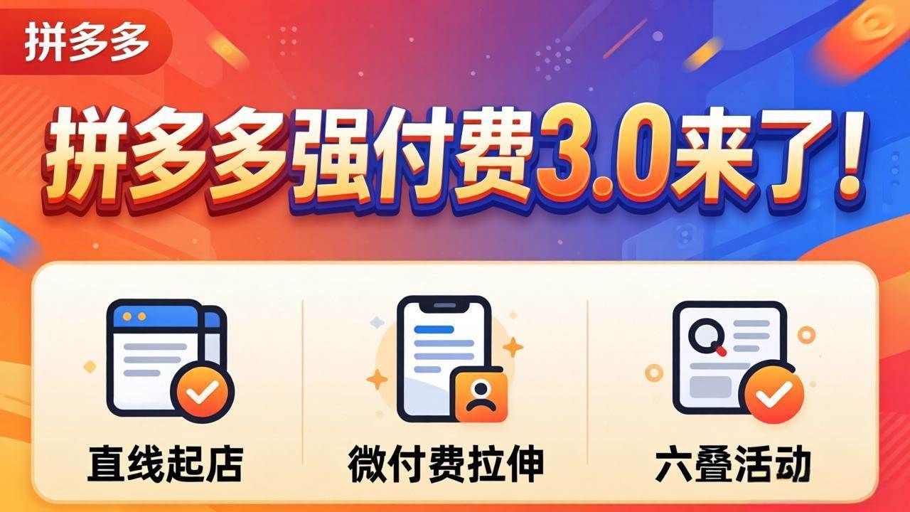 （18284期）拼多多强付费3.0来了（更新4月）直线起店+微付费拉伸+六叠活动，稳定起店破解流量瓶颈-来友网创