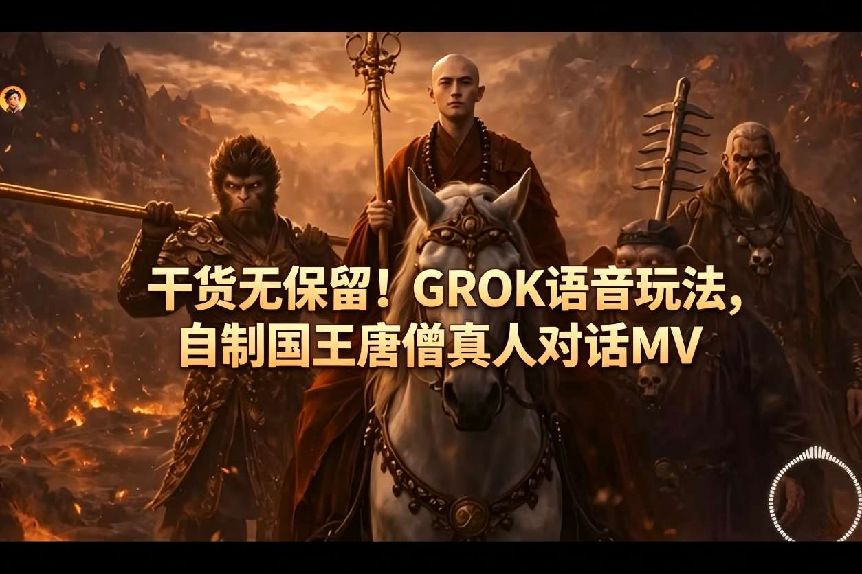 干货无保留！GROK语音玩法，自制国王唐僧真人对话MV-来友网创