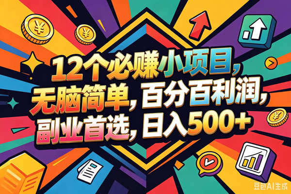 （18291期）12个必赚钱的小项目，百分百赚米，无脑简单，副业首选，日入600+-来友网创