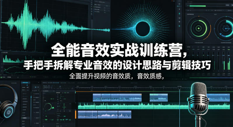 全能音效实战训练营，手把手拆解专业音效的设计思路与剪辑技巧，全面提升视频的音效质感-来友网创