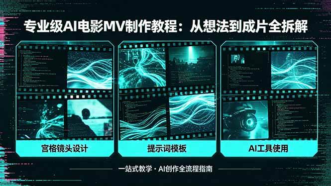 （18295期）专业级AI电影MV制作教程，从想法到成片全拆解，宫格镜头+提示词模板+AI工具一站式教学-来友网创