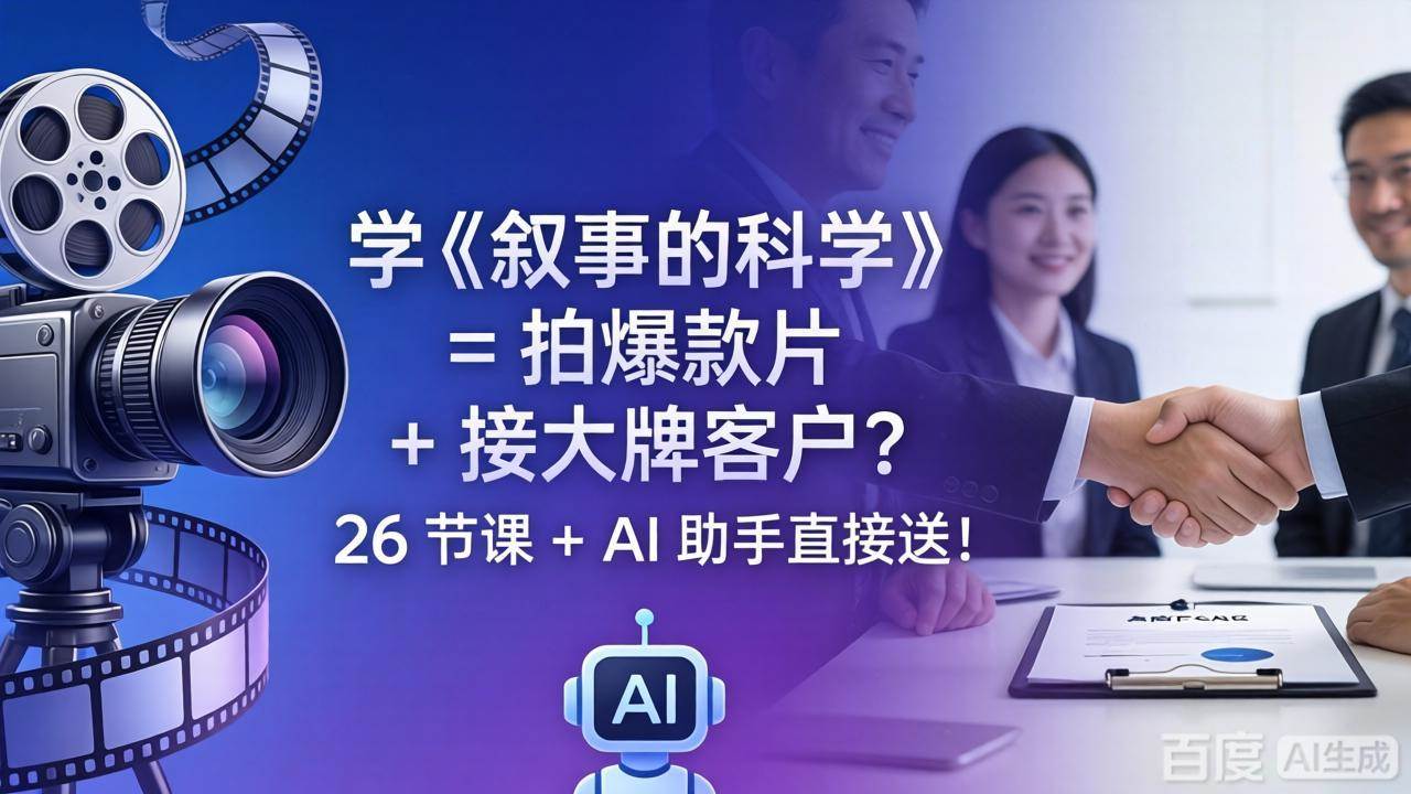（18302期）学《叙事的科学》= 拍爆款片 + 接大牌客户？26 节课 + AI 助手直接送！-来友网创