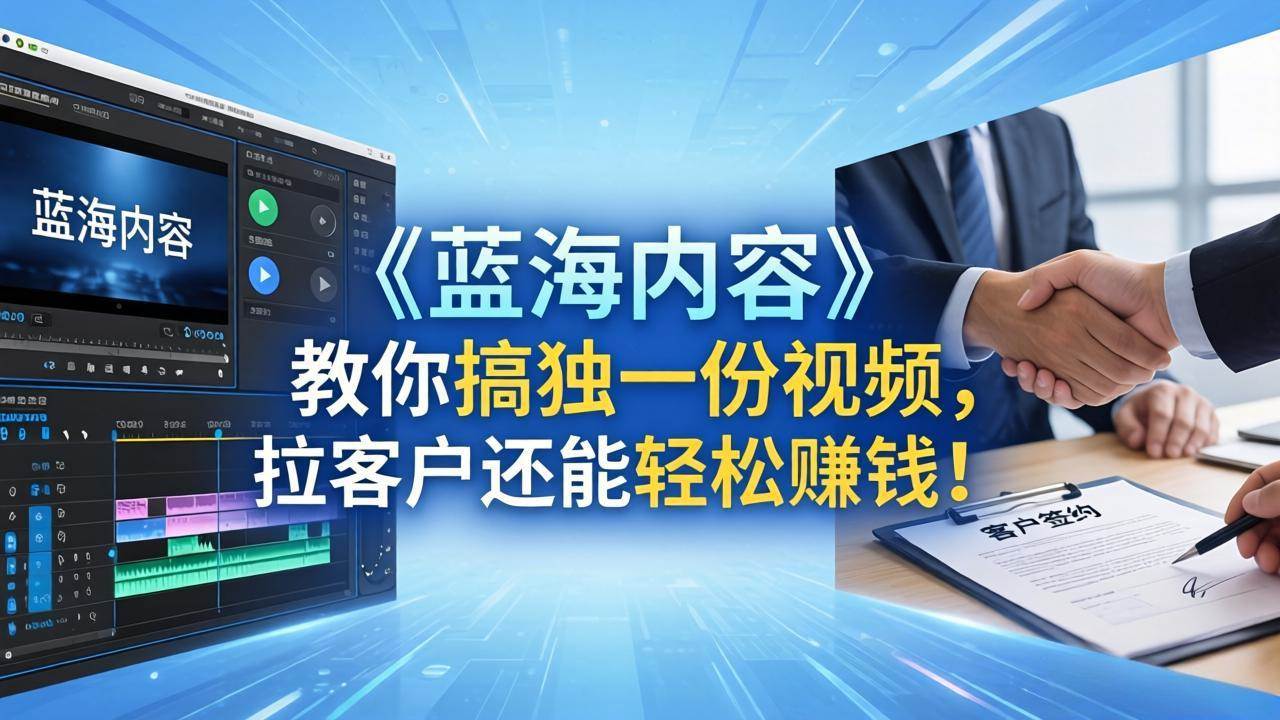 （18301期）做视频卷不动了？《蓝海内容》教你搞独一份视频，拉客户还能轻松赚钱！-来友网创