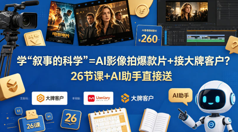 学《叙事的科学》=AI影像拍爆款片+接大牌客户？26节课+AI助手直接送【原创双语字幕】-来友网创