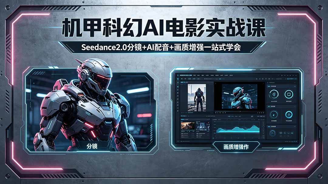 （18298期）机甲科幻 AI 电影实战课，Seedance2.0 分镜 + AI 配音 + 画质增强一站式学会-来友网创