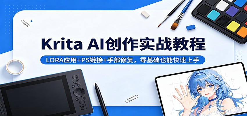 Krita AI创作实战教程：LORA应用+PS链接+手部修复，零基础也能快速上手-来友网创