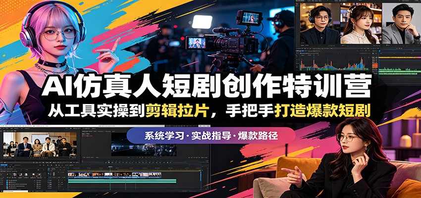 AI仿真人短剧创作特训营：从工具实操到剪辑拉片，手把手打造爆款短剧-来友网创