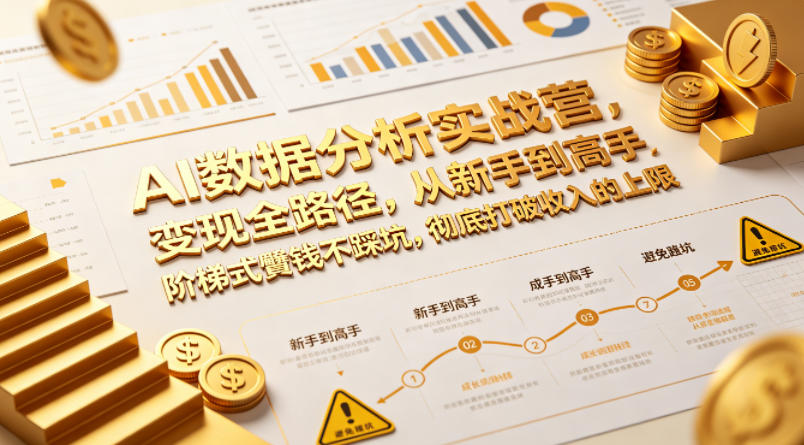 AI数据分析实战营，变现全路径，从新手到高手，阶梯式賺钱不踩坑，彻底打破收入的上限-来友网创