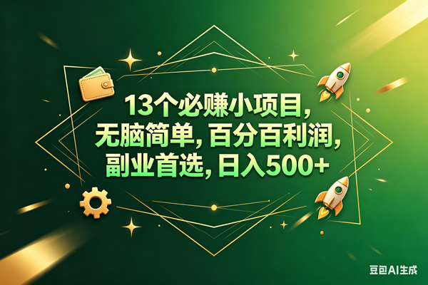（18315期）13个必赚钱的小项目，百分百赚米，无脑简单，副业首选，日入300+-来友网创