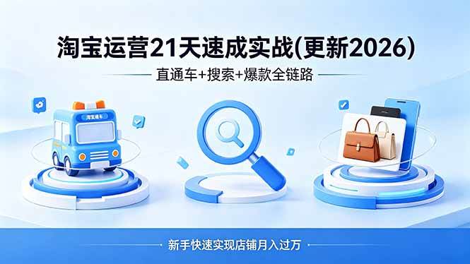 （18316期）淘宝运营21天速成实战(更新4月)，直通车+搜索+爆款全链路，新手快速实现店铺月入过万-来友网创