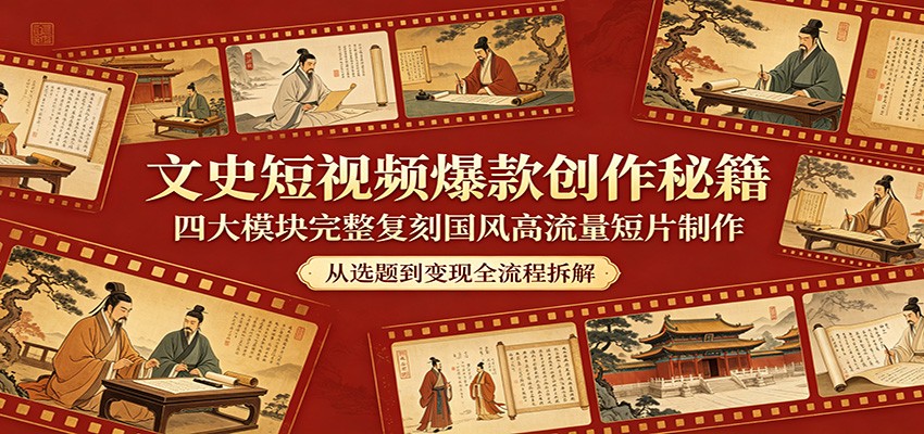 文史短视频爆款创作秘籍：四大模块完整复刻国风高流量短片制作-来友网创