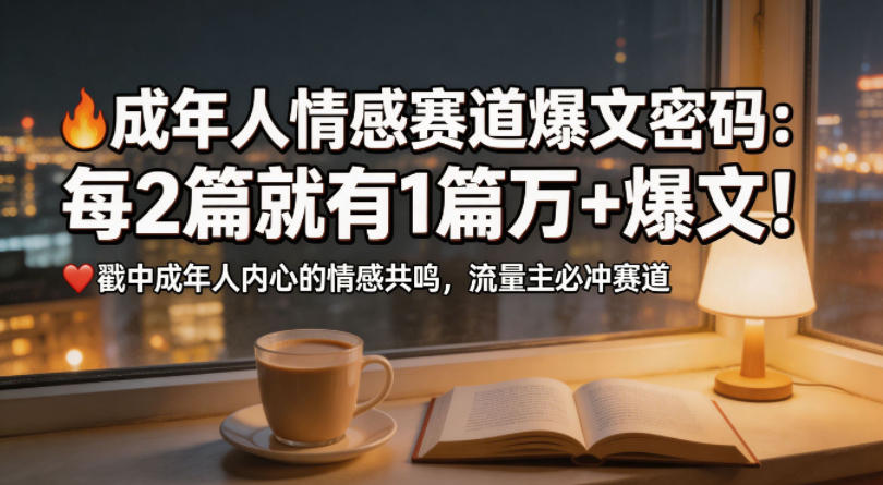 公众号流量主成年人情感心理赛道，流量最大，受众最广的主流赛道之一，平均每2篇就有1篇万爆文章-来友网创