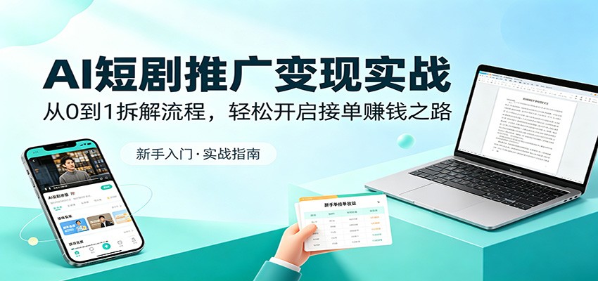 AI短剧推广变现实战：从0到1拆解流程，轻松开启接单赚钱之路-来友网创