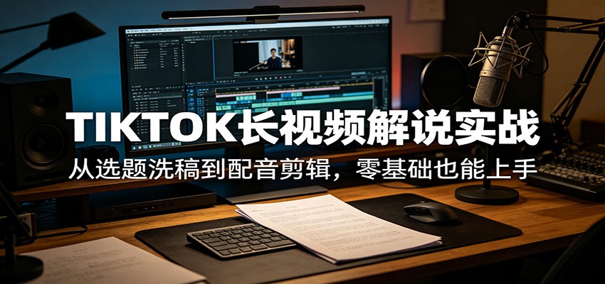 TIKTOK长视频解说实战：从选题洗稿到配音剪辑，零基础也能上手-来友网创