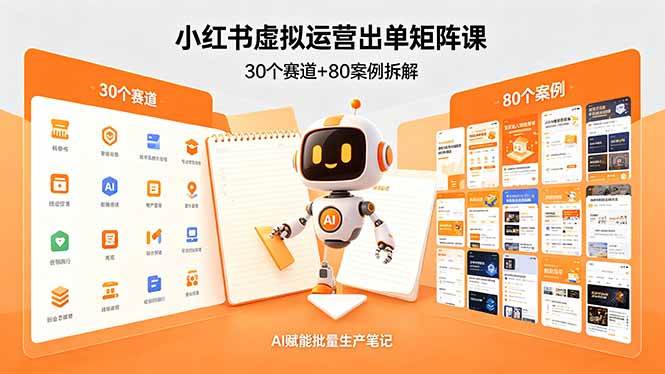 （18342期）小红书虚拟运营出单矩阵课：30个赛道+80案例拆解，AI赋能批量生产笔记-来友网创