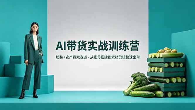 （18355期）AI带货实战训练营，服装+农产品双赛道，从账号搭建到素材剪辑快速出单-来友网创