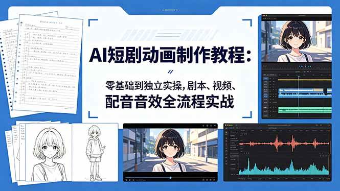 （18351期）AI短剧动画制作教程：零基础到独立实操，剧本、视频、配音音效全流程实战-来友网创