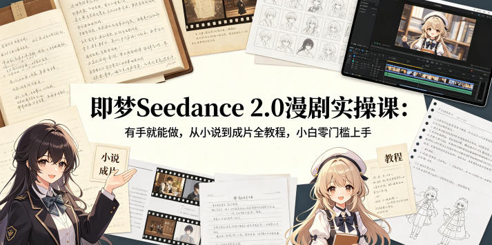 即梦Seedance 2.0漫剧实操课：有手就能做，从小说到成片全教程，小白零门槛上手-来友网创