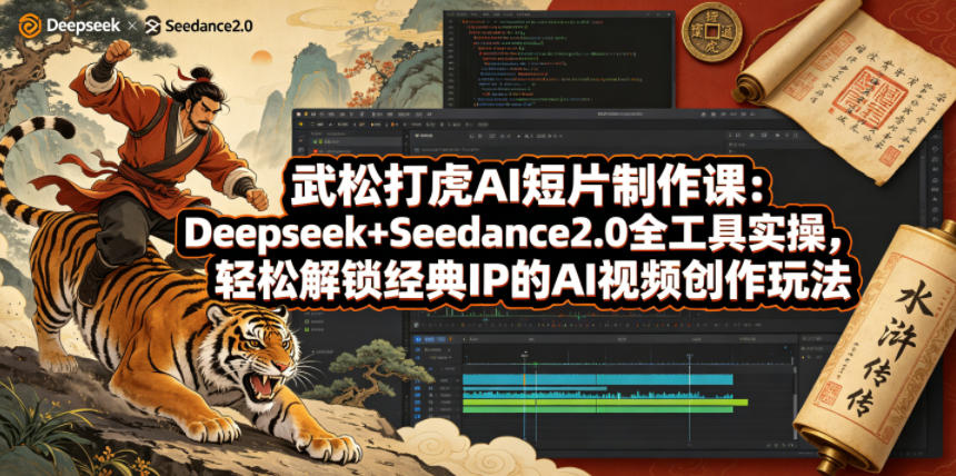 武松打虎AI短片制作课：Deepseek+Seedance2.0全工具实操，轻松解锁经典IP的AI视频创作玩法-来友网创