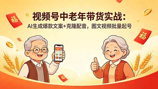 （18396期）视频号中老年带货实战：AI生成爆款文案+克隆配音，图文视频批量起号-来友网创