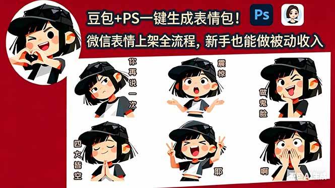（18402期）豆包+PS一键生成表情包！微信表情上架全流程，新手也能做被动收入-来友网创
