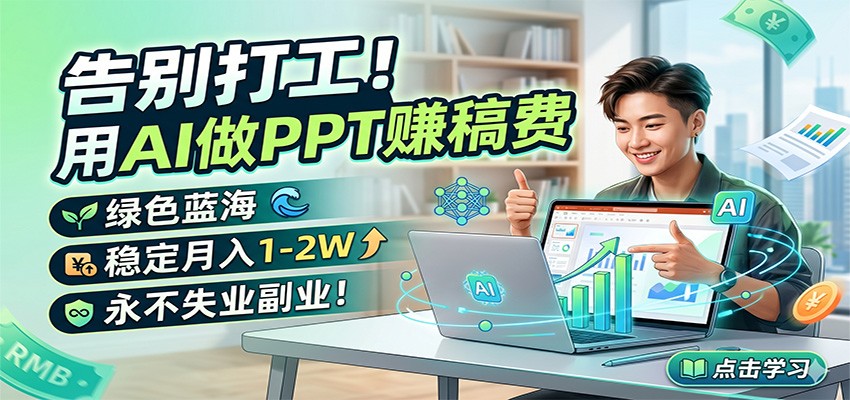 告别打工！用AI做PPT赚稿费，绿色蓝海，稳定月入1-2W，永不失业副业！-来友网创