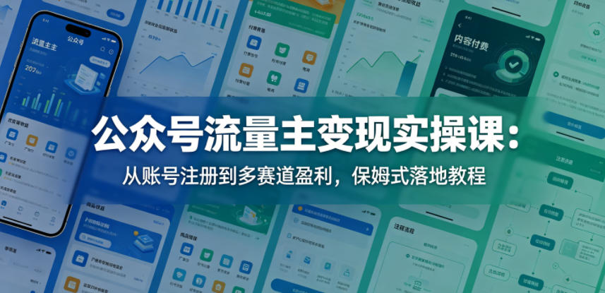 公众号流量主变现实操课：从账号注册到多赛道盈利，保姆式落地教程-来友网创