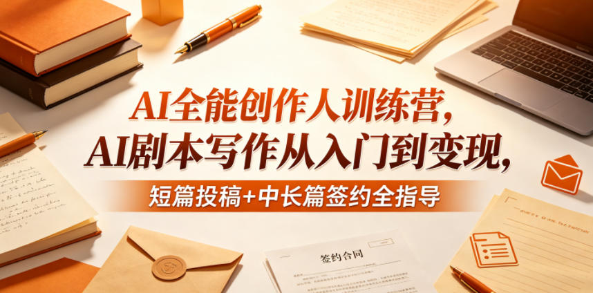 AI全能创作人训练营，AI剧本写作从入门到变现，短篇投稿+中长篇签约全指导-来友网创
