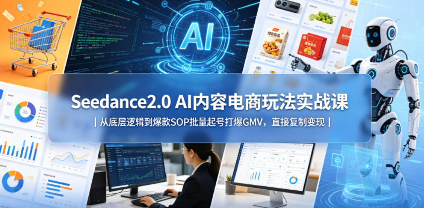 Seedance2.0 AI内容电商玩法实战课｜从底层逻辑到爆款SOP批量起号打爆GMV，直接复制变现-来友网创