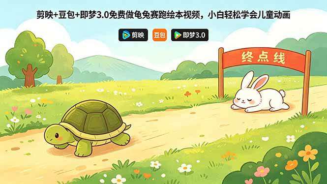 （18432期）剪映+豆包+即梦3.0免费做龟兔赛跑绘本视频，小白轻松学会儿童动画-来友网创