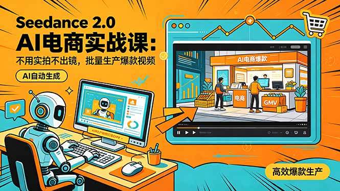 （18433期）Seedance 2.0 AI电商实战课：不用实拍不出镜，批量生产爆款视频打爆GMV-来友网创