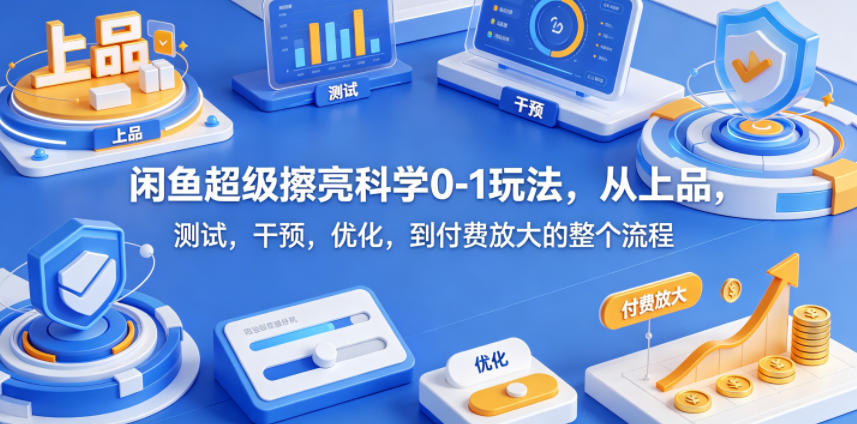 闲鱼超级擦亮科学0-1玩法，从上品，测试，干预，优化，到付费放大的整个流程-来友网创