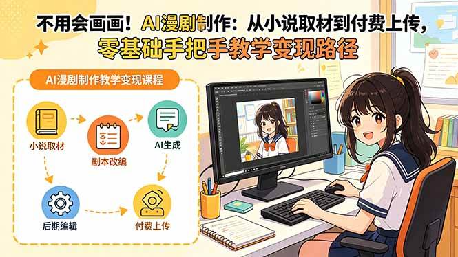 （18439期）不用会画画！AI漫剧制作：从小说取材到付费上传，零基础手把手教学变现路径-来友网创