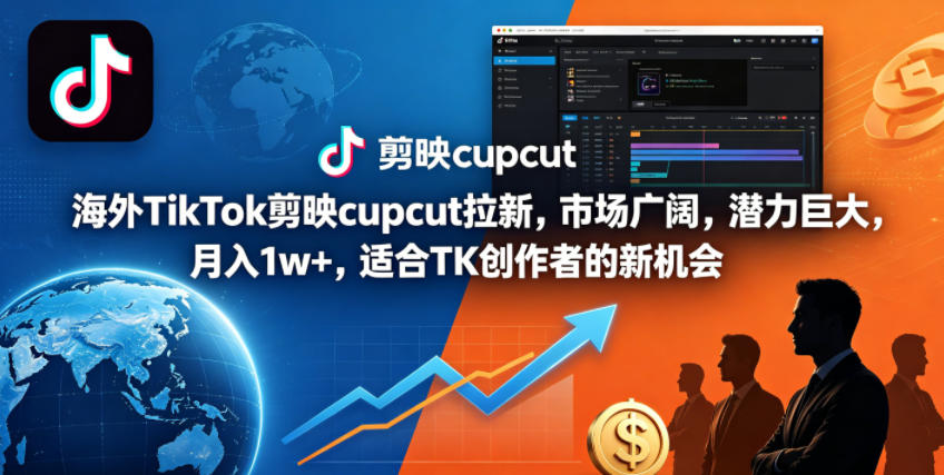 海外TikTok剪映cupcut拉新，市场广阔，潜力巨大，月入1w+，适合TK创作者的新机会-来友网创