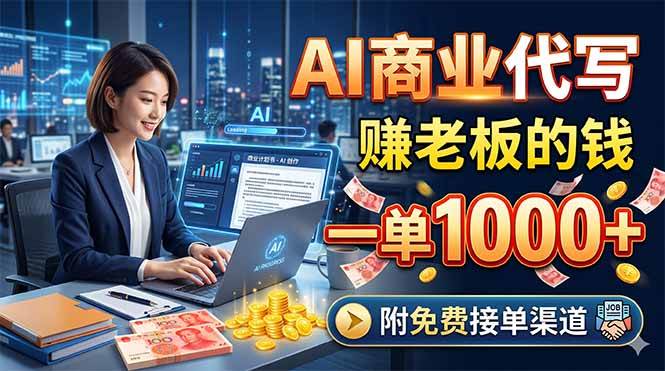 （18444期）AI商业代写，赚老板的钱，一单1000+，附免费接单渠道-来友网创