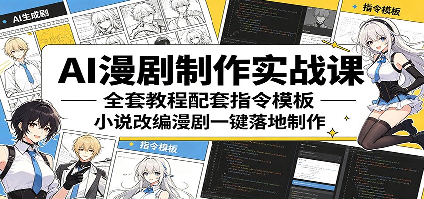 AI漫剧制作实战课：全套教程配套指令模板，小说改编漫剧一键落地制作-来友网创