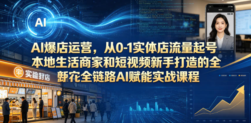 AI爆店运营，从0-1实体店流量起号，本地生活商家和短视频新手打造的全链路AI赋能实战课程-来友网创
