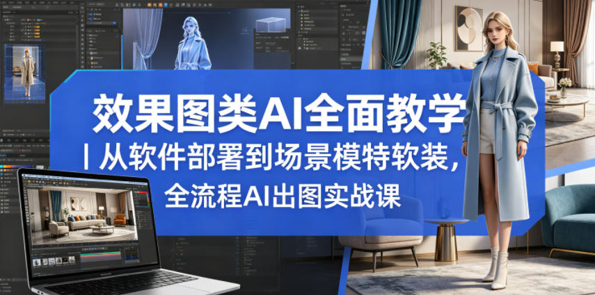 效果图类AI全面教学｜从软件部署到场景模特软装，全流程AI出图实战课-来友网创