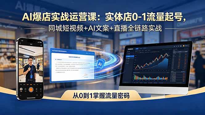 （18451期）AI爆店实战运营课：实体店0-1流量起号，同城短视频+AI文案+直播全链路实战-来友网创